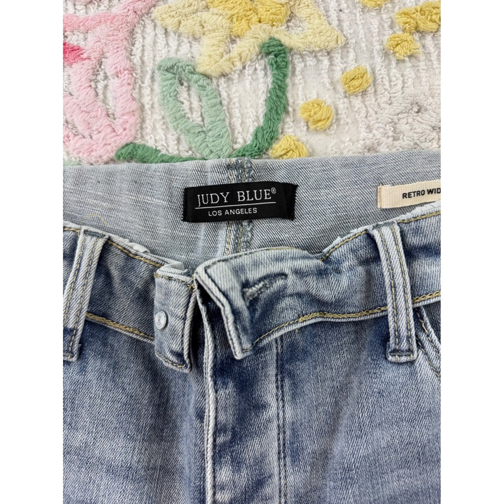 Judy Blue Retro Wide Leg Jeans Light Wash Button Fly High Rise 13/31 JB881104 LT - Picture 4 of 9